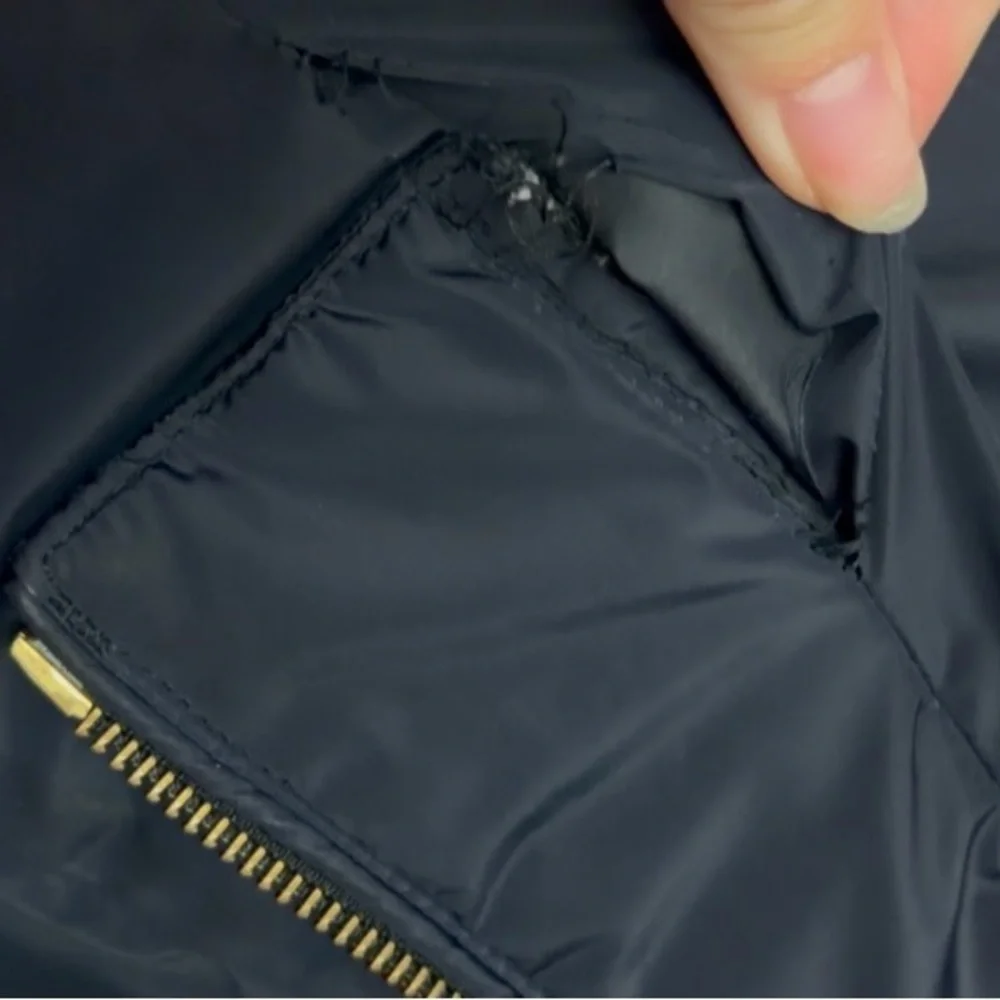 Mackage Dark Blue Puffer Coat with Brown Fur Trim - Picture 9 of 11